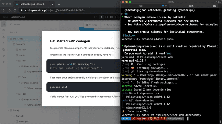 exporting source code using codegen in plasmic