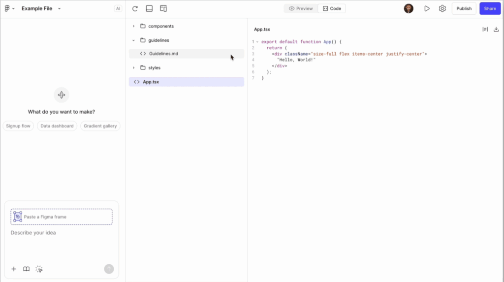 adding style guidelines to figma make project